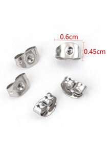 100入組/套時尚不銹鋼DIY耳環後耳塞適合女士DIY首飾製作 - 銀色 - 查看 4