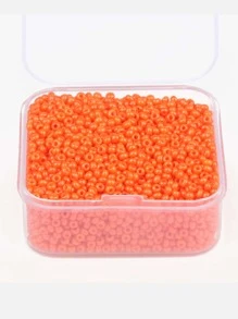 一盒 4000 顆 2*2 毫米圓形玻璃籽珠，DIY 工藝用於製作手鍊、項鍊和其他珠寶 - 橘色 - 查看 2
