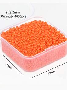 一盒 4000 顆 2*2 毫米圓形玻璃籽珠，DIY 工藝用於製作手鍊、項鍊和其他珠寶 - 橘色 - 查看 3
