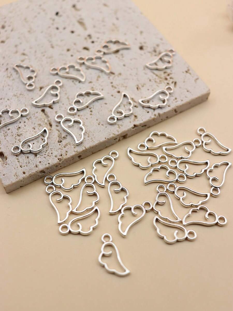 30pcs Đúng mốt 3D MẠ Hợp kim kẽm Retro Thiên sứ Mặt dây chuyền cánh Đối với Dây chuyền , Vòng tay , Kính , Phụ kiện trang sức DIY - Bạc - Xem 1