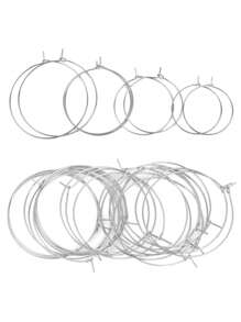 20 chiếc, Thép không gỉ 9 Nhân Vật Bông Tai Tròn Vòng Tròn Lớn Bông Tai Vòng DIY Bông Tai Trang Sức Phụ Kiện Làm - Bạc - Xem 1