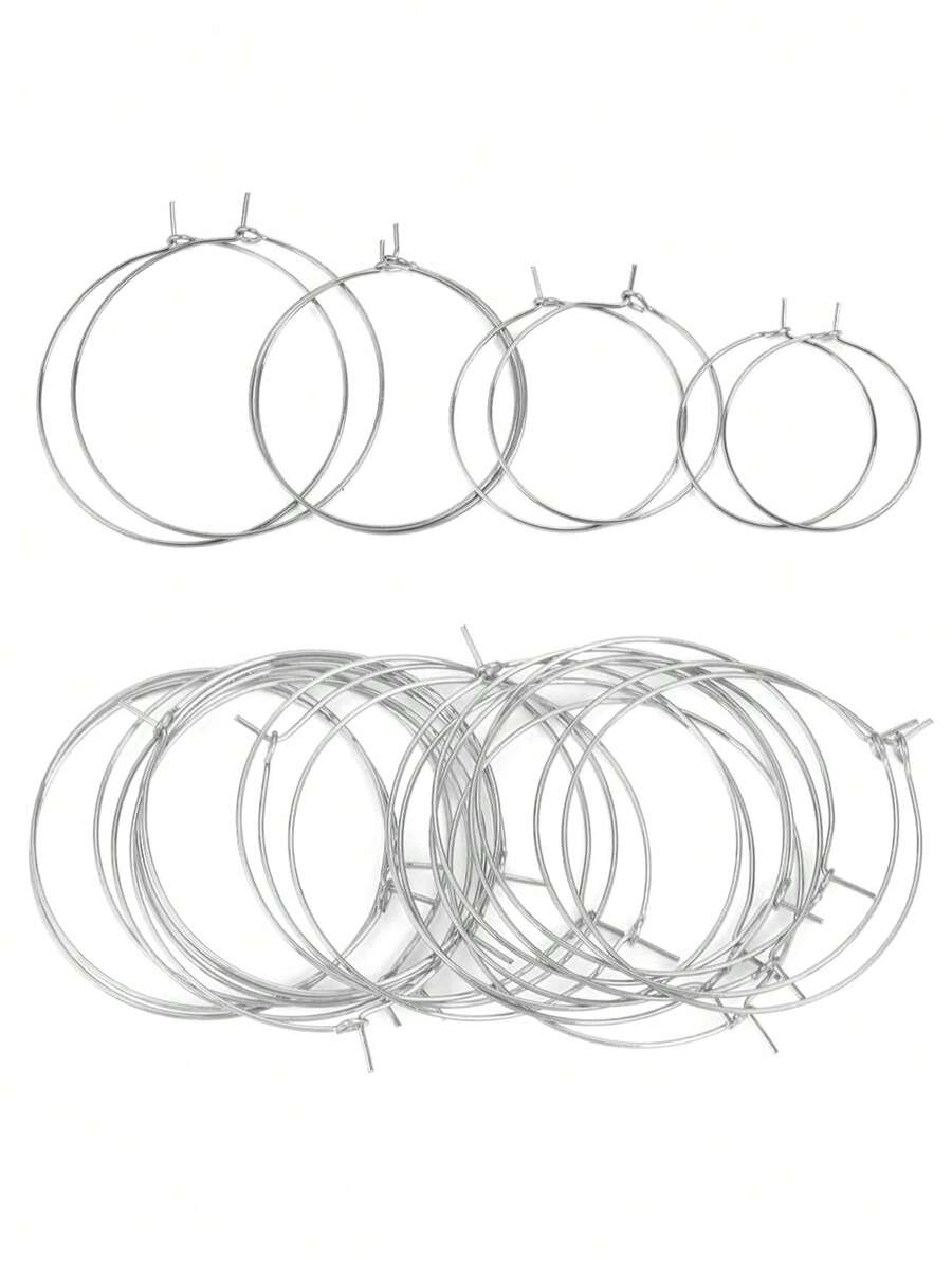 20 chiếc, Thép không gỉ 9 Nhân Vật Bông Tai Tròn Vòng Tròn Lớn Bông Tai Vòng DIY Bông Tai Trang Sức Phụ Kiện Làm - Bạc - Xem 1