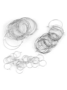 20 chiếc, Thép không gỉ 9 Nhân Vật Bông Tai Tròn Vòng Tròn Lớn Bông Tai Vòng DIY Bông Tai Trang Sức Phụ Kiện Làm - Bạc - Xem 2