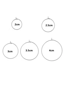 20 chiếc, Thép không gỉ 9 Nhân Vật Bông Tai Tròn Vòng Tròn Lớn Bông Tai Vòng DIY Bông Tai Trang Sức Phụ Kiện Làm - Bạc - Xem 4