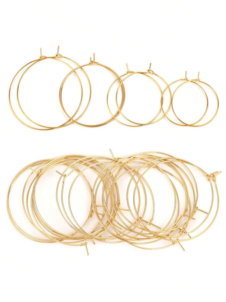 20 chiếc, Thép không gỉ 9 Nhân Vật Bông Tai Tròn Vòng Tròn Lớn Bông Tai Vòng DIY Bông Tai Trang Sức Phụ Kiện Làm - Vàng - Xem 1