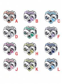 Hạt đá sinh nhật mạ bạc dành cho vòng tay nữ tự làm, phù hợp với đá tháng từ tháng 1 đến tháng 12 - Bạc - Xem 1