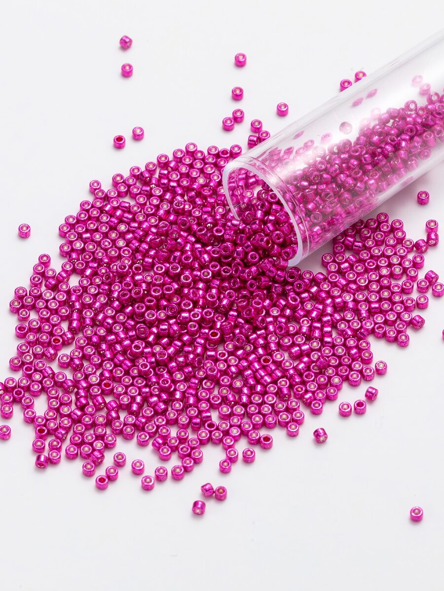 1200 顆/管 10 克 2 毫米電鍍金屬玻璃珠適用於服裝刺繡和手工珠寶配件 - 玫紅色 - 查看 1