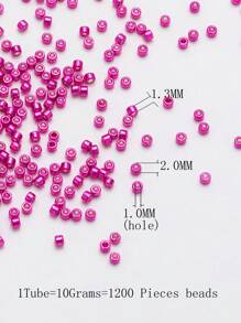 1200 顆/管 10 克 2 毫米電鍍金屬玻璃珠適用於服裝刺繡和手工珠寶配件 - 玫紅色 - 查看 3