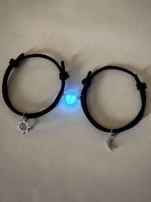 2入組/套情侶太陽和月亮墜飾手環 - 彩色 - 查看 2