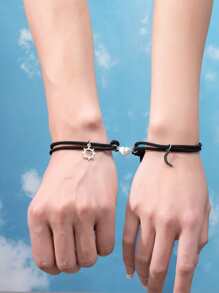 2入組/套情侶太陽和月亮墜飾手環 - 彩色 - 查看 5