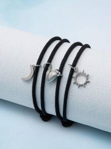 2入組/套情侶太陽和月亮墜飾手環 - 彩色 - 查看 6