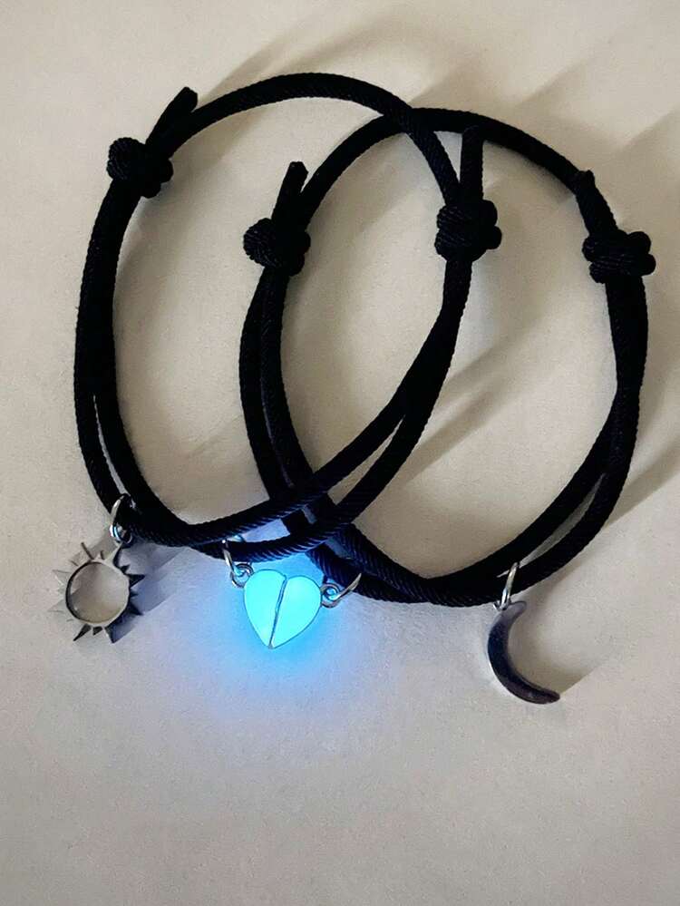 2入組/套情侶太陽和月亮墜飾手環 - 彩色 - 查看 7