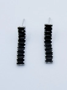 水鑽裝飾耳墜 - 銀色 - 查看 1