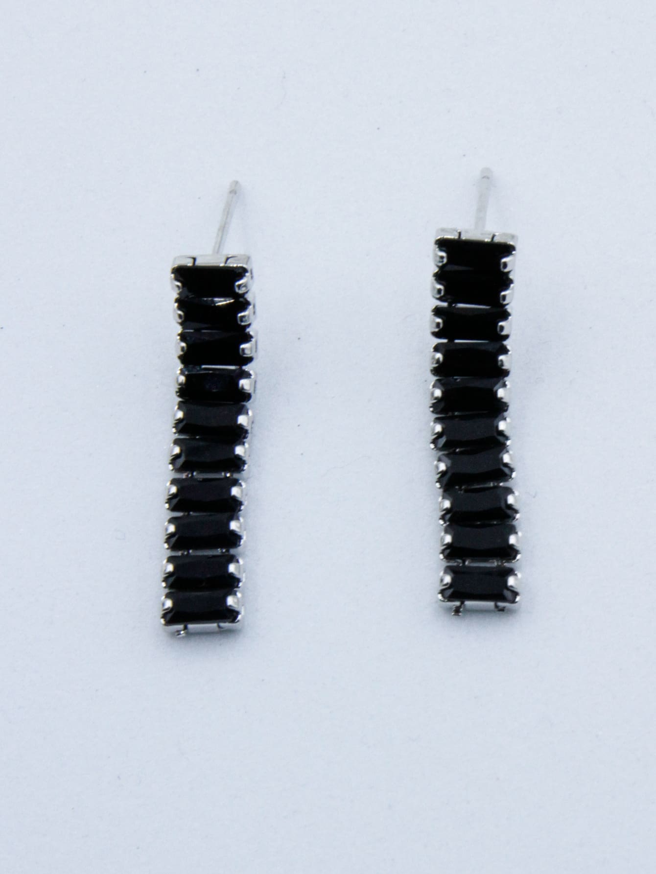 水鑽裝飾耳墜 - 銀色 - 查看 1