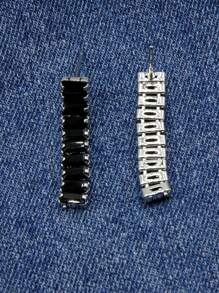 水鑽裝飾耳墜 - 銀色 - 查看 2