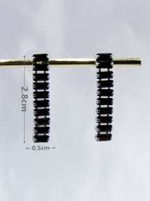 水鑽裝飾耳墜 - 銀色 - 查看 3