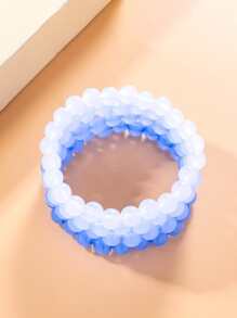 4入组/套時尚極簡串珠手鏈適用於女士日常裝飾 - 藍色 - 查看 3