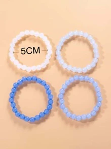 4入组/套時尚極簡串珠手鏈適用於女士日常裝飾 - 藍色 - 查看 4