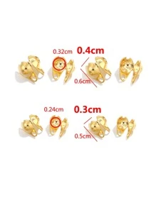 50入組/套時尚不銹鋼馬嘴夾和定位口適合女士DIY首飾製作 - 金黃色 - 查看 3