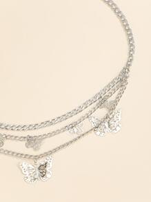 1入組時尚蝴蝶墜飾腰鏈適用於女士日常裝飾 - 銀色 - 查看 14