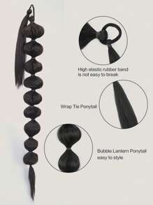 女士泡泡馬尾包頭的加髮 30英寸長的非裝飾性非洲泡沫辮馬尾 ，附帶髮帶 (30英寸) - 棕色 - 查看 5