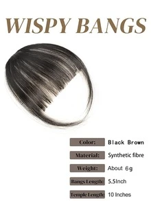 Short Straight Synthetic Hair Bangs - Black - View 5