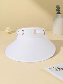 1入組女士蝴蝶結裝飾防曬時尚遮陽帽適用於戶外遊玩 - 白色 - 查看 2