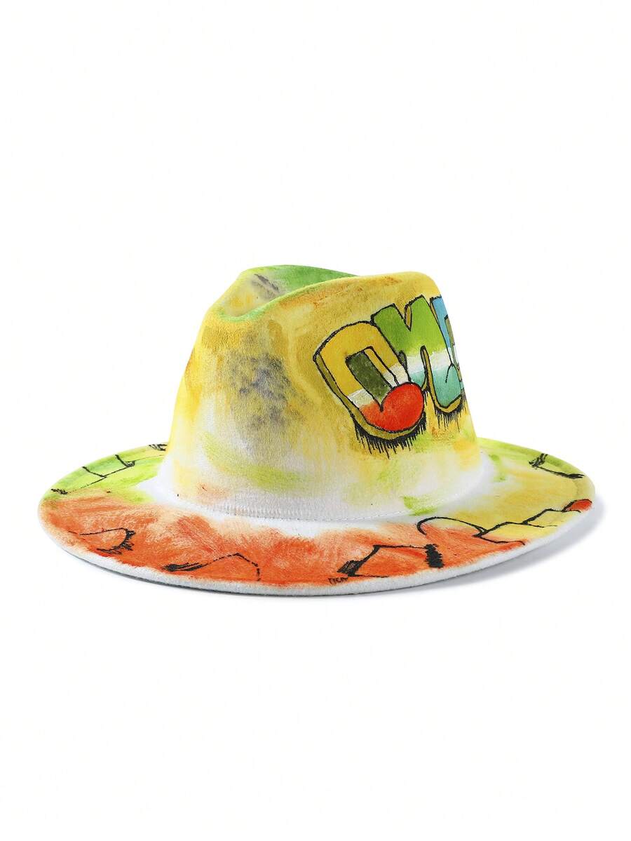 LEAJOURNO. 1 Đồ Họa Chữ Cái Unisex Mũ Fedora Thời Trang Cho Cuộc Sống Hàng Ngày