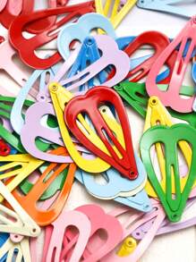 50入組可愛女孩星星,花,蝴蝶,心形金屬髮夾,顏色隨機,適用於日常生活或者度假 - 彩色 - 查看 3