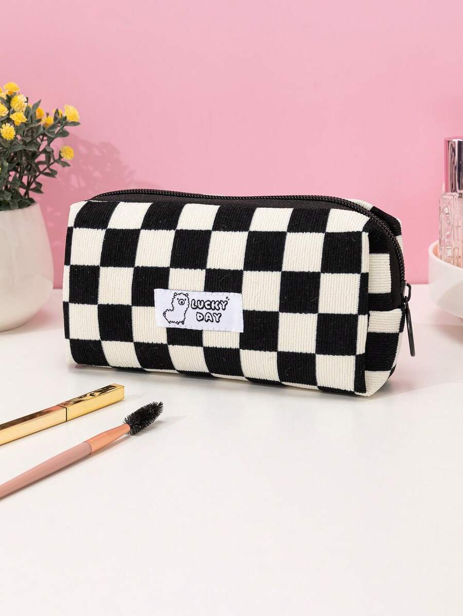 Họa tiết ca rô Túi đựng đồ trang điểm Hộp đựng đồ trang điểm Hộp đựng đồ trang điểm - Nhiều màu - Xem 1