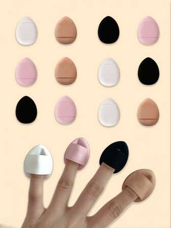 12pcs Mini Finger Makeup Puff,Makeup,Cheap,Room Decor,Vanity,Travel,Bedroom,Makeup Accessories,Puff,Makeup Blender,Powder Puff,Makeup Sponge,Cheap,Stocking Stuffers,Makeup,Makeup Tools,Cheap Stuff,Gifts,Gifts For Women,Christmas Gifts