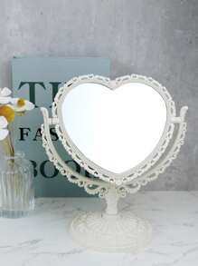 1 gương trang điểm để bàn hình trái tim cổ điển - Màu be - Xem 1