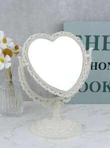 1 gương trang điểm để bàn hình trái tim cổ điển - Màu be - Xem 2