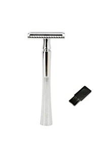 1 pieza Hombres de acero inoxidable Cuchilla de afeitar & 1 pieza Cepillo de limpieza - Plateado - Ver 1