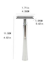 1 pieza Hombres de acero inoxidable Cuchilla de afeitar & 1 pieza Cepillo de limpieza - Plateado - Ver 2