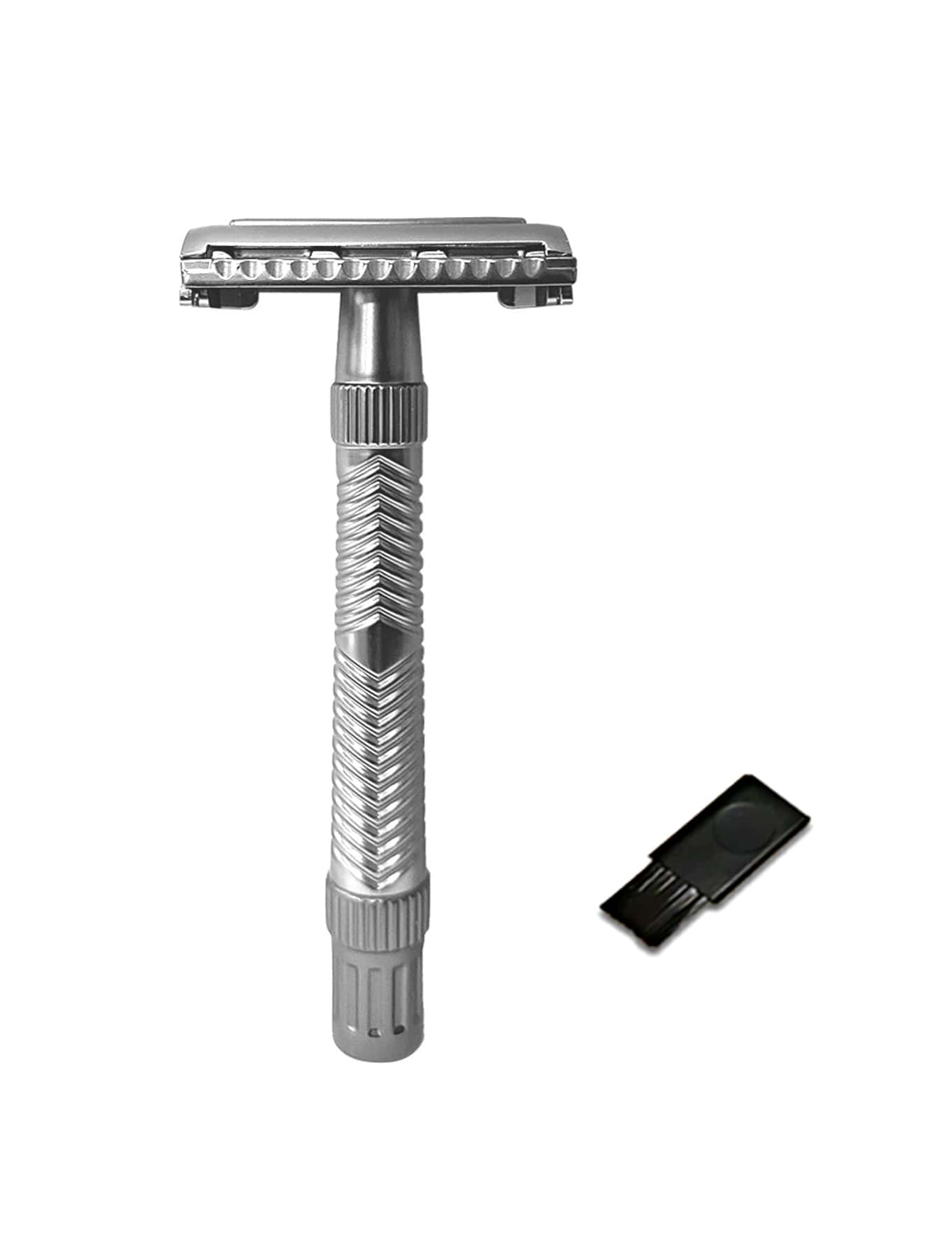 1 pieza Hombres de acero inoxidable Cuchilla de afeitar & 1 pieza Cepillo de limpieza - Plateado - Ver 1
