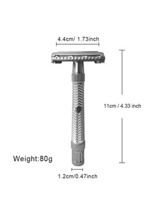 1 pieza Hombres de acero inoxidable Cuchilla de afeitar & 1 pieza Cepillo de limpieza - Plateado - Ver 2