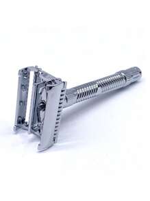 1 pieza Hombres de acero inoxidable Cuchilla de afeitar & 1 pieza Cepillo de limpieza - Plateado - Ver 4