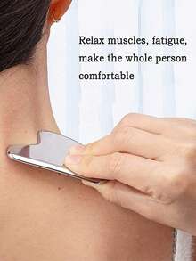 1pc Stainless Steel Gua Sha Massage Board - Silver - View 4