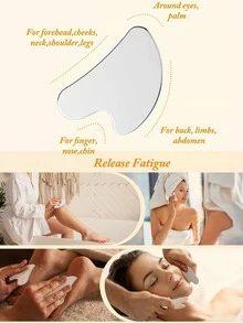 1pc Stainless Steel Gua Sha Massage Board - Silver - View 6