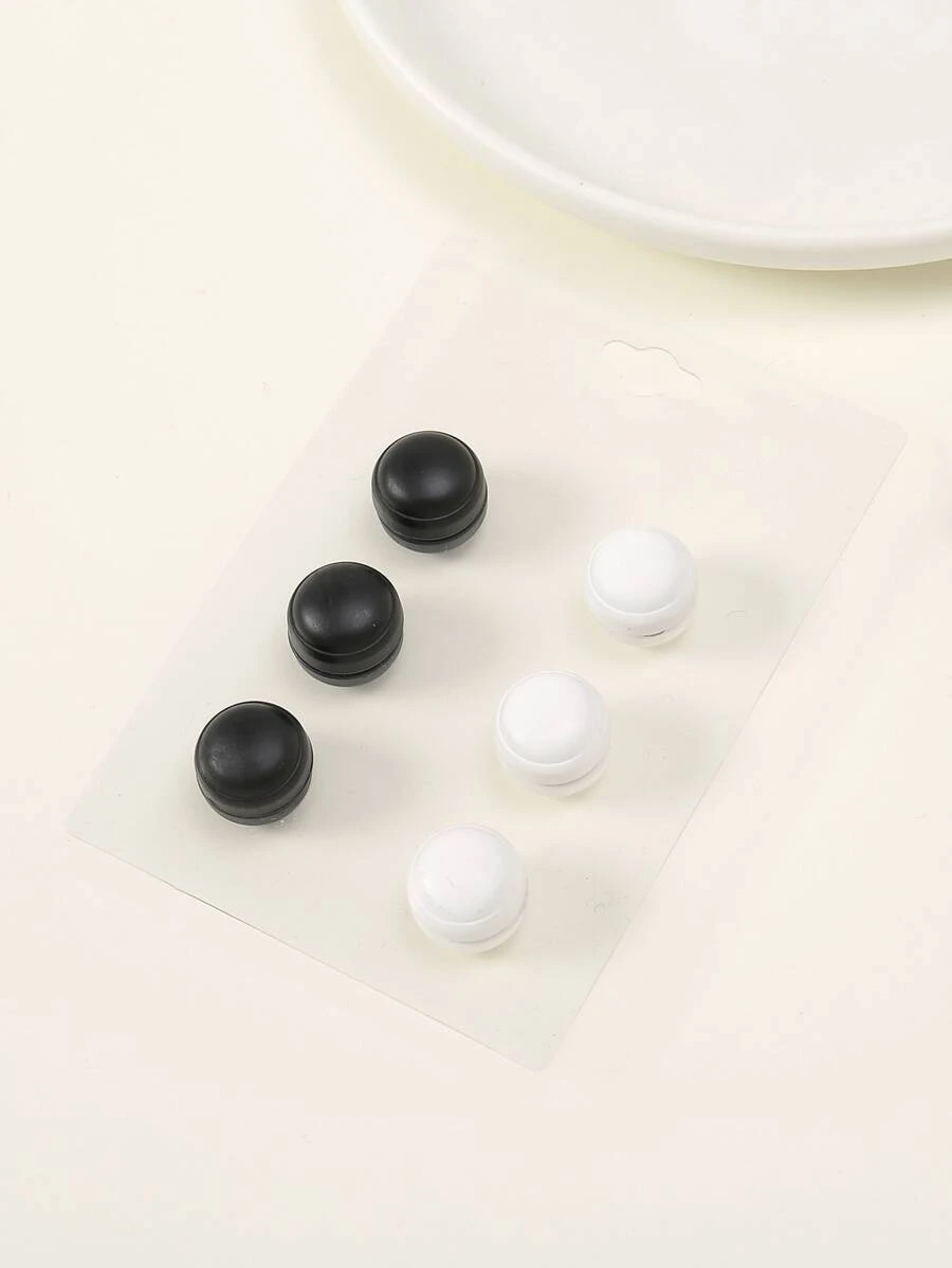 6入組女士們時尚磁吸扣飾圍巾夾適用於休閒穿戴 - 黑與白 - 查看 1