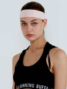 GOLOVEJOY 1pc Letter Graphic Sweat Absorption Sports Hair Band - Pink - View 3