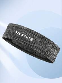 GOLOVEJOY 1pc Letter Graphic Sweat Absorption Sports Hair Band - Grey - View 1