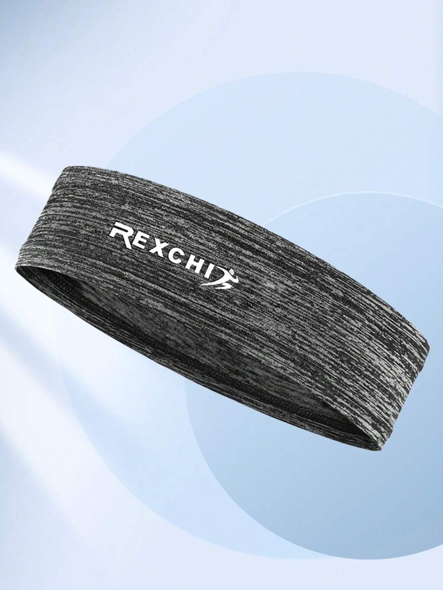 GOLOVEJOY 1pc Letter Graphic Sweat Absorption Sports Hair Band - Grey - View 1