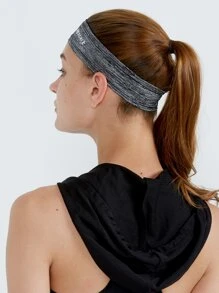 GOLOVEJOY 1pc Letter Graphic Sweat Absorption Sports Hair Band - Grey - View 2