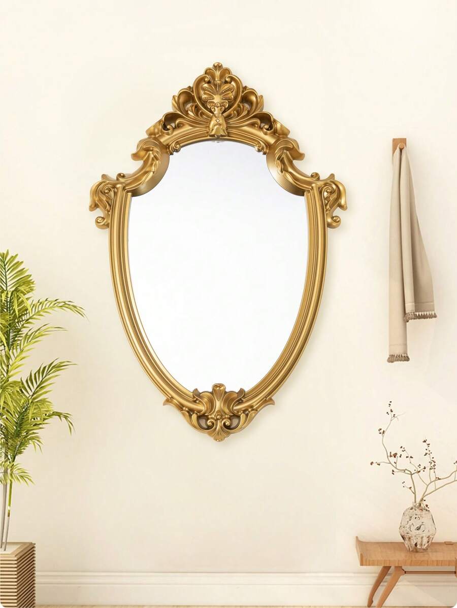 1 pieza Espejo retro montado en la pared - Dorado - Ver 1