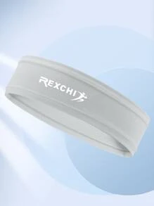 GOLOVEJOY 1pc Letter Graphic Sweat Absorption Sports Hair Band - Light Grey - View 1