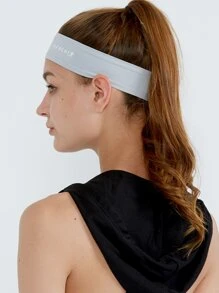 GOLOVEJOY 1pc Letter Graphic Sweat Absorption Sports Hair Band - Light Grey - View 3