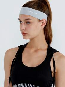GOLOVEJOY 1pc Letter Graphic Sweat Absorption Sports Hair Band - Light Grey - View 4