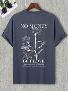 Manfinity EMRG 男士花和標語圖案T恤 - 灰色 - 查看 3